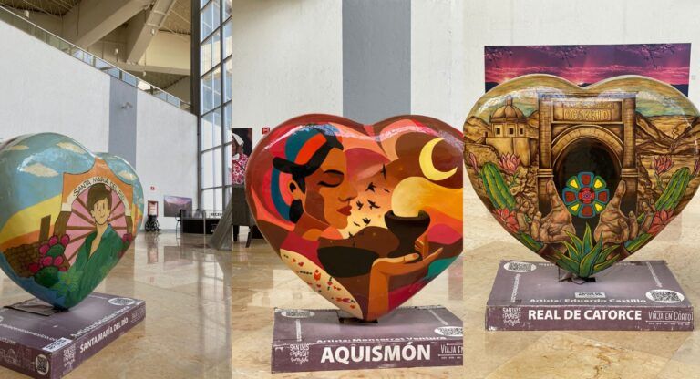 Corazones monumentales llegan al centro de convenciones