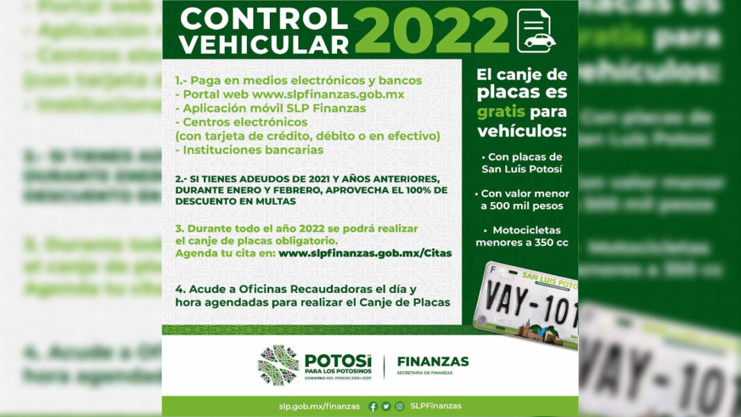 Opción de pagos electrónicos para Control Vehicular 2022 Noticias SLP