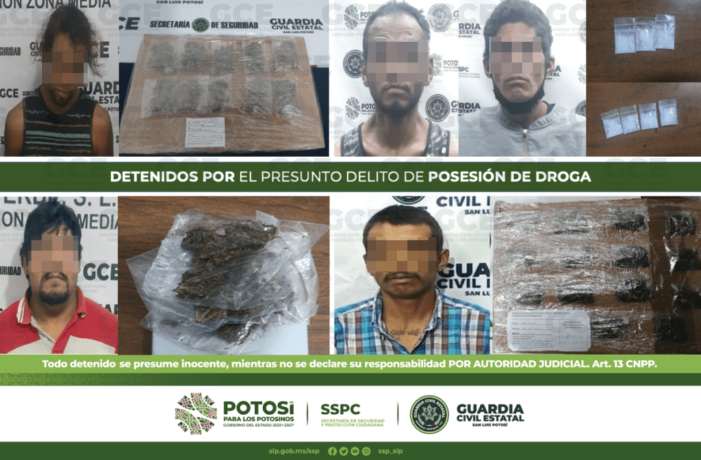 Fue resultados de acciones de vigilancia y actuación policial, realizadas en las 4 regiones del Estado.