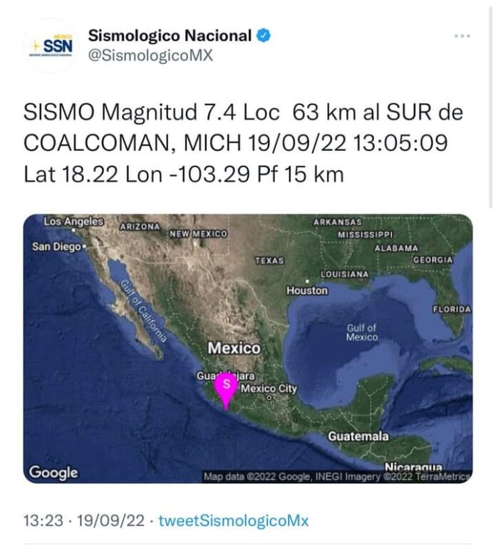Alerta por sismo de magnitud 7.4