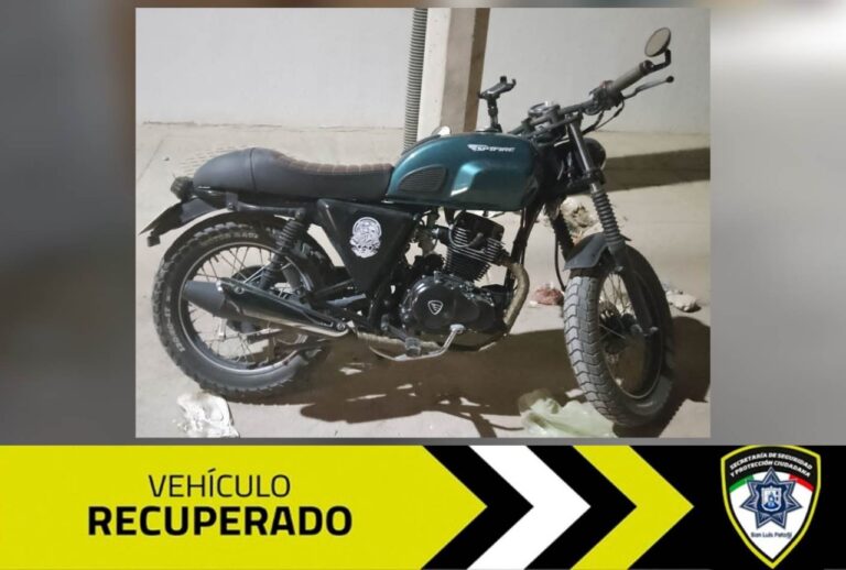 Recuperan motocicleta con reporte de robo