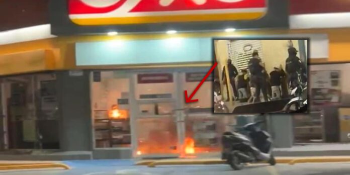 Se alertó sobre hombres armados prendieron fuego a por lo menos dos tiendas de conveniencia con bombas molotov.