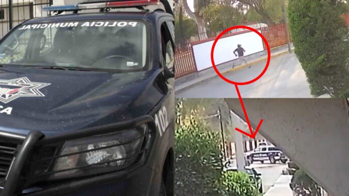 Asaltante escapa con ayuda de policías municipales en Tizayuca, Hidalgo.