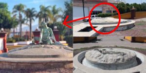 La escultura que adornaba la Plaza del Milenio en Av. Reforma fue robada en la por dos sujetos; se teme que la pieza de arte no pueda ser recuperada.