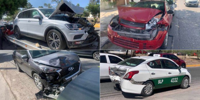 Choque masivo entre 8 carros distintos.