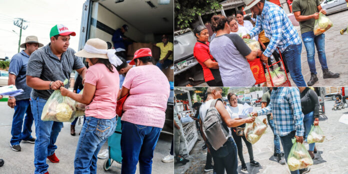 El recorrido de la entrega de las despensas alimentarias fue en las colonias El Calvario y San Cristóbal.