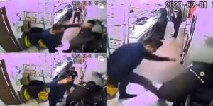 Abusivo golpea a empleado.