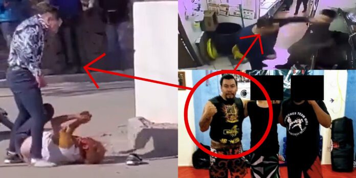 En el video se puede apreciar a Fernando Medina atacando a un hombre que se encuentra en el suelo.